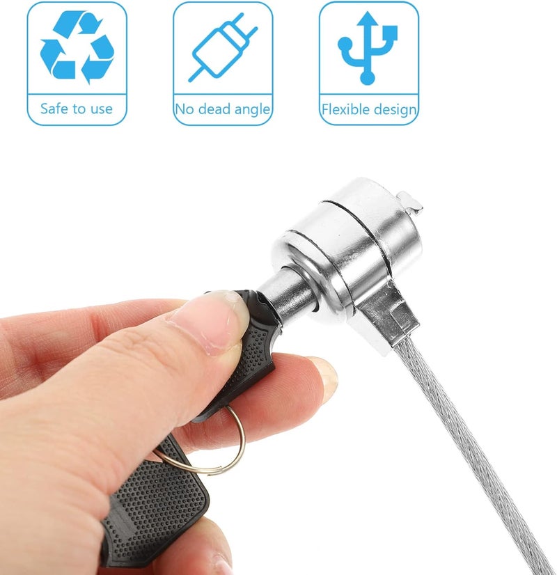 Mobestech 2sets Laptop Lock Security Cable Keyed Cable Lock Rotatable Design Durable Anti-Theft Hardware for Use Laptops and Devices Easy One-Hand Engagement - Image 5