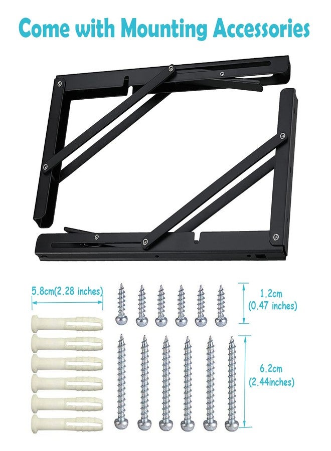 CLT CLETING 24" Black Folding Shelf Brackets Max. Load 550 lb, Heavy Duty DIY Wall Mounted Shelf Bracket Space Saving for Table Work Bench, Pack of 2 - Image 5