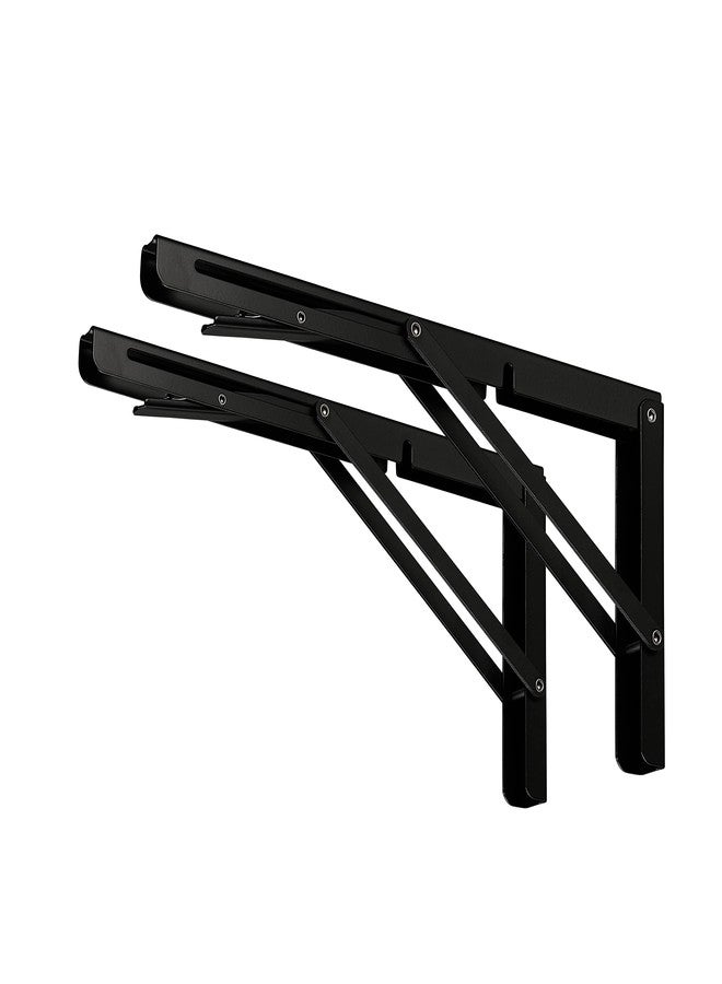 CLT CLETING 24" Black Folding Shelf Brackets Max. Load 550 lb, Heavy Duty DIY Wall Mounted Shelf Bracket Space Saving for Table Work Bench, Pack of 2 - Image 1