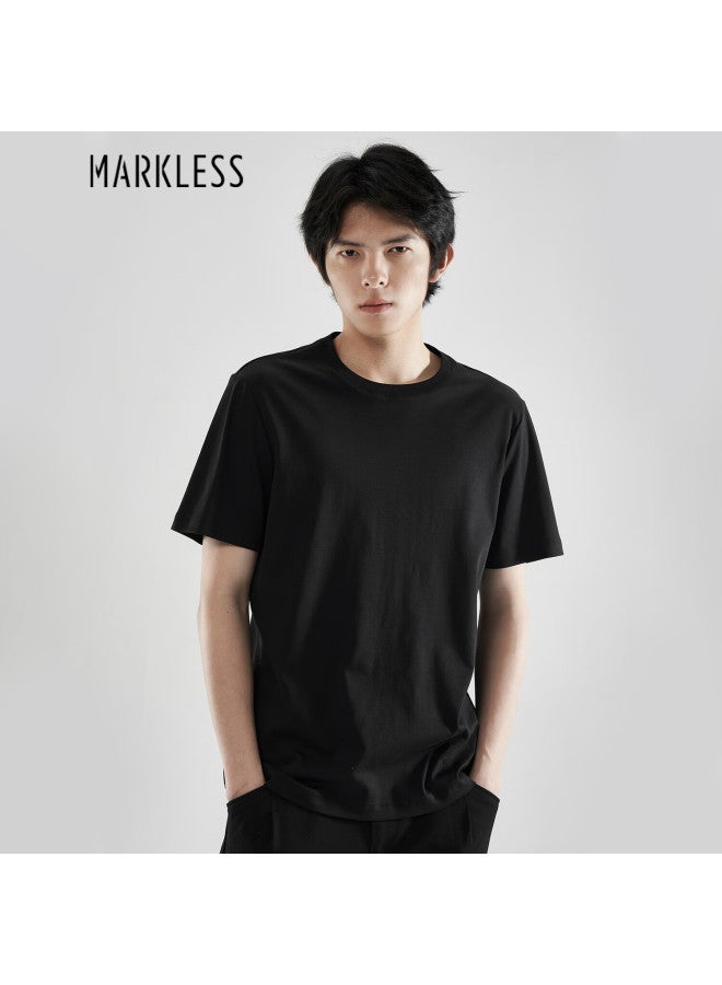 Markless 100% Cotton Men's T-shirt, 210g Pure Cotton, Summer Smooth Short Sleeve 0635, Starry Black, M - Image 1