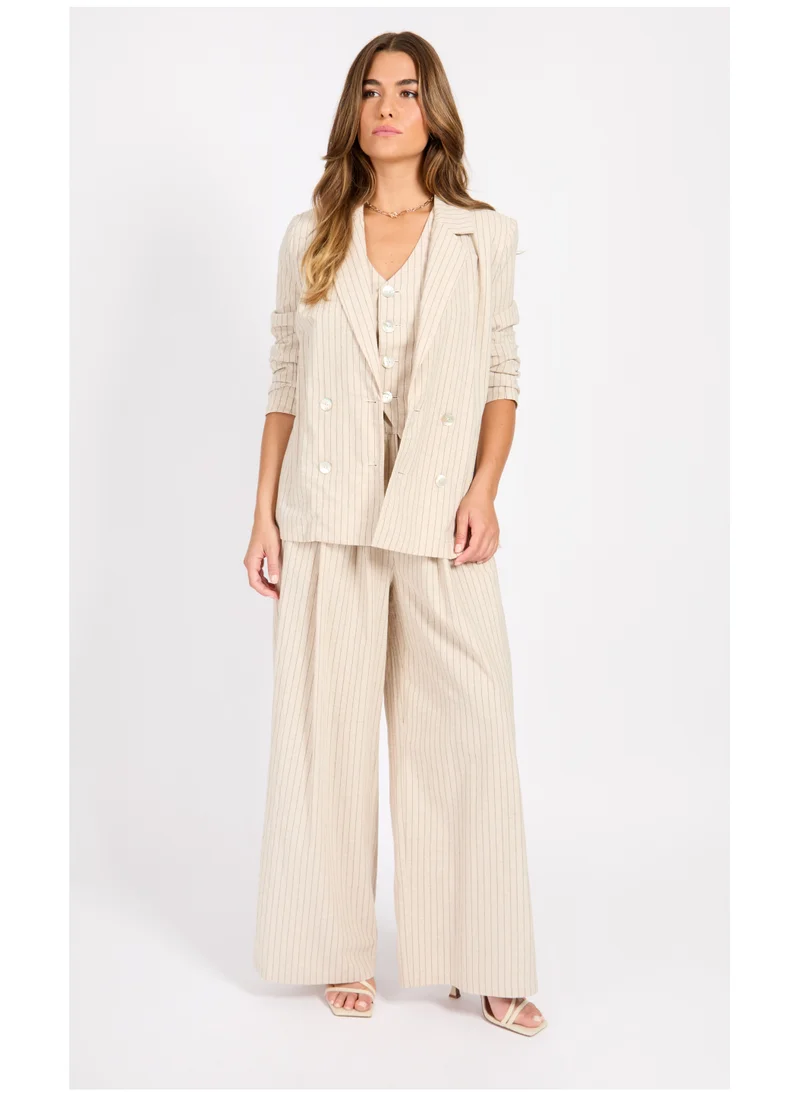 Little Mistress Tailored Stripe Linen Blazer