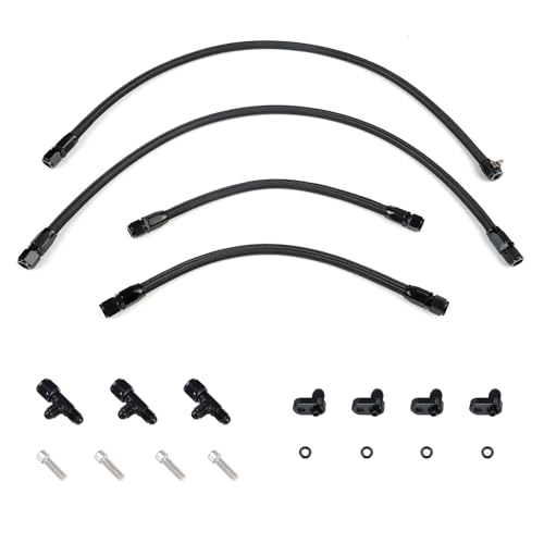 YESHMA Steam Vent Hose Kit 4 AN Aluminum Complete Coolant Crossover Transmission Fluid Cooler Hose Line Stainless Steel with Hardware and Hoses Kit Compatible With LSX LS1 LS2 LS6 LM7 Black - Image 1