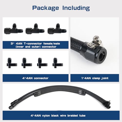 YESHMA Steam Vent Hose Kit 4 AN Aluminum Complete Coolant Crossover Transmission Fluid Cooler Hose Line Stainless Steel with Hardware and Hoses Kit Compatible With LSX LS1 LS2 LS6 LM7 Black - Image 5