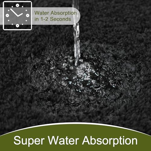 AROGAN Luxury Long Bathroom Runner Rug, 24x60 Inch Thick Soft and Absorbent Microfiber Non Slip Bath Mat, Rubber Backing Quick Dry Rugs Carpets, Machine Washable Plush Mats for Shower Floor, Black - Image 5