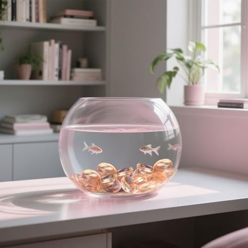 FUTUREPLUSX 1LB Pink Flat Glass Marbles, Vase Fillers Gems Fish Bowl Marbles Decorative Glass Pebbles for Vases Aquarium Floral Smooth Stone - Image 5