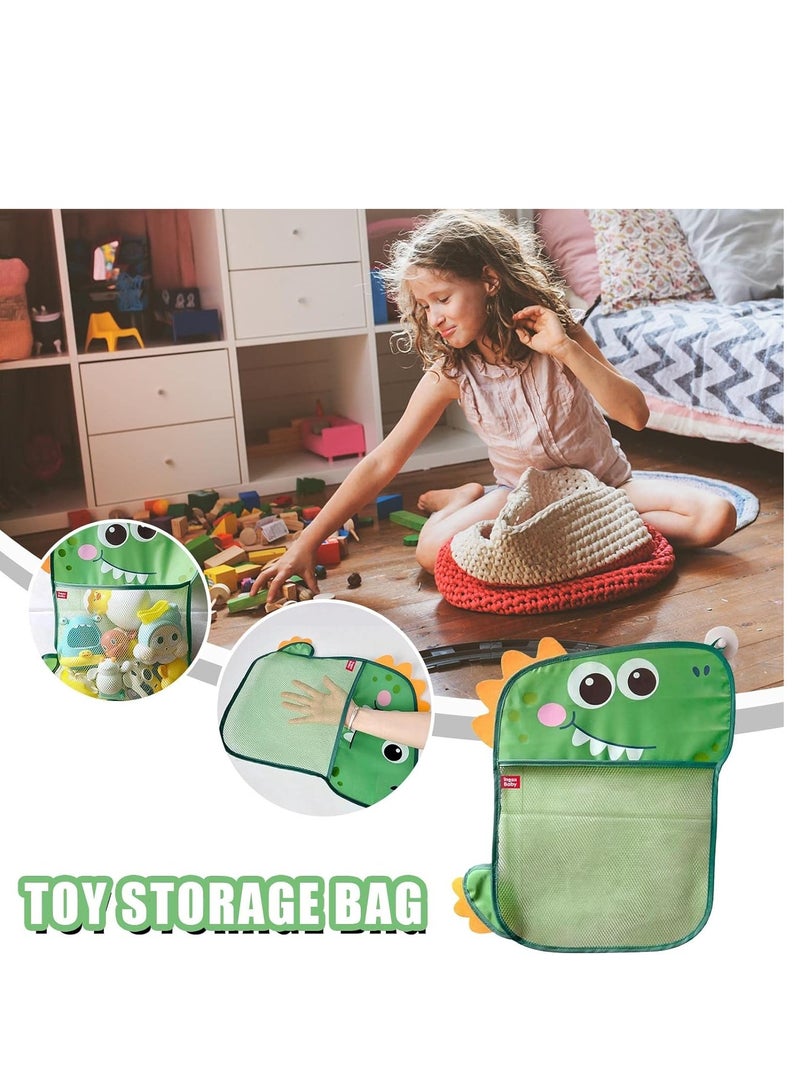 Mesh Bath Toy Organizer Duck Dinosaur Extra Bath Toy Storage Net 8 Strong Hooks Lovely Bathtub Toy Organizer and Bath Shower Caddy Solution for Kids Bath Toys for Toddlers 2PCS  - Image 3