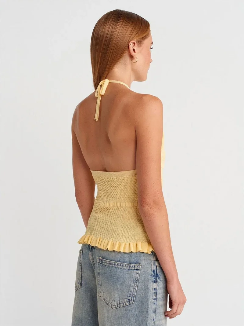 ديلفين Dilvin Slim Fit Halter-Neck Knit Blouse