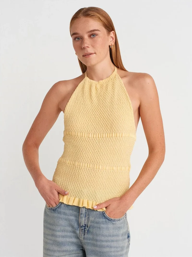 ديلفين Dilvin Slim Fit Halter-Neck Knit Blouse
