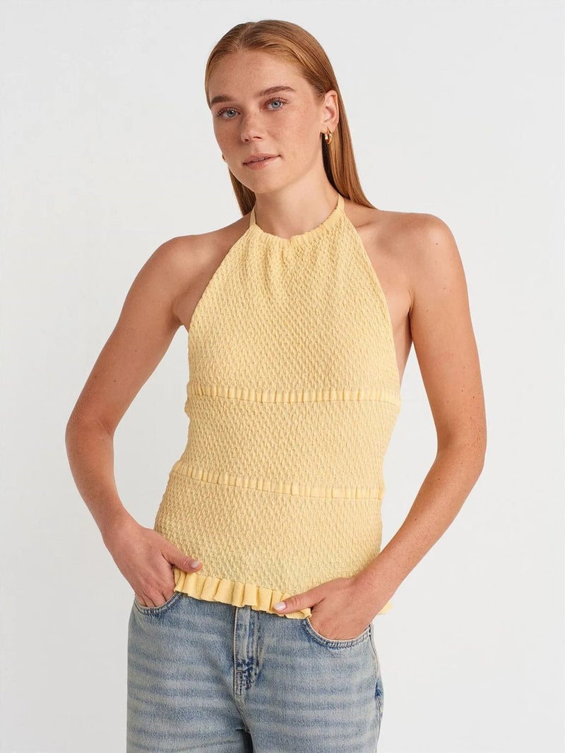 DILVIN Slim Fit Halter-Neck Knit Blouse - Image 1
