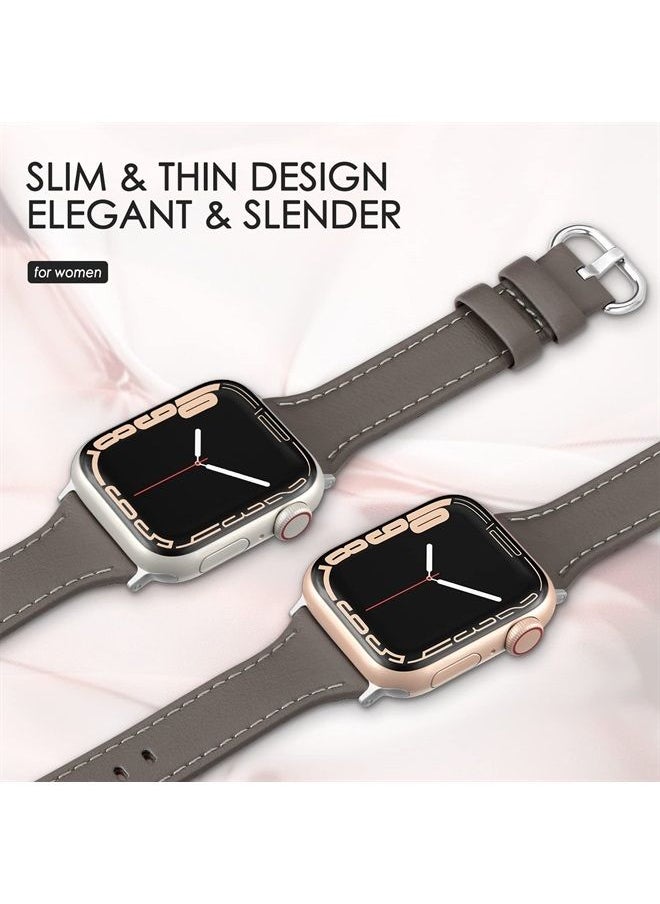 SWEES - Leather Band Compatible for Apple Watch 38mm 40mm 41mm, Slim Thin Dressy Elegant Genuine Leather Strap Compatible for iWatch Series 8, 7, 6, 5, 4, 3, 2, 1, SE, Sport & Edition Women - Image 1
