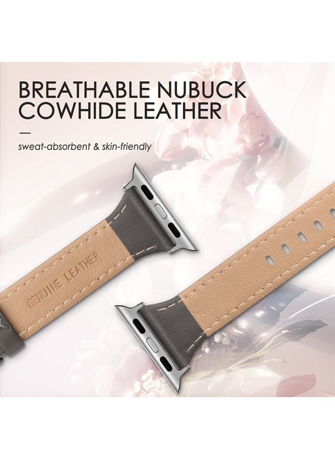 SWEES - Leather Band Compatible for Apple Watch 38mm 40mm 41mm, Slim Thin Dressy Elegant Genuine Leather Strap Compatible for iWatch Series 8, 7, 6, 5, 4, 3, 2, 1, SE, Sport & Edition Women - Image 1