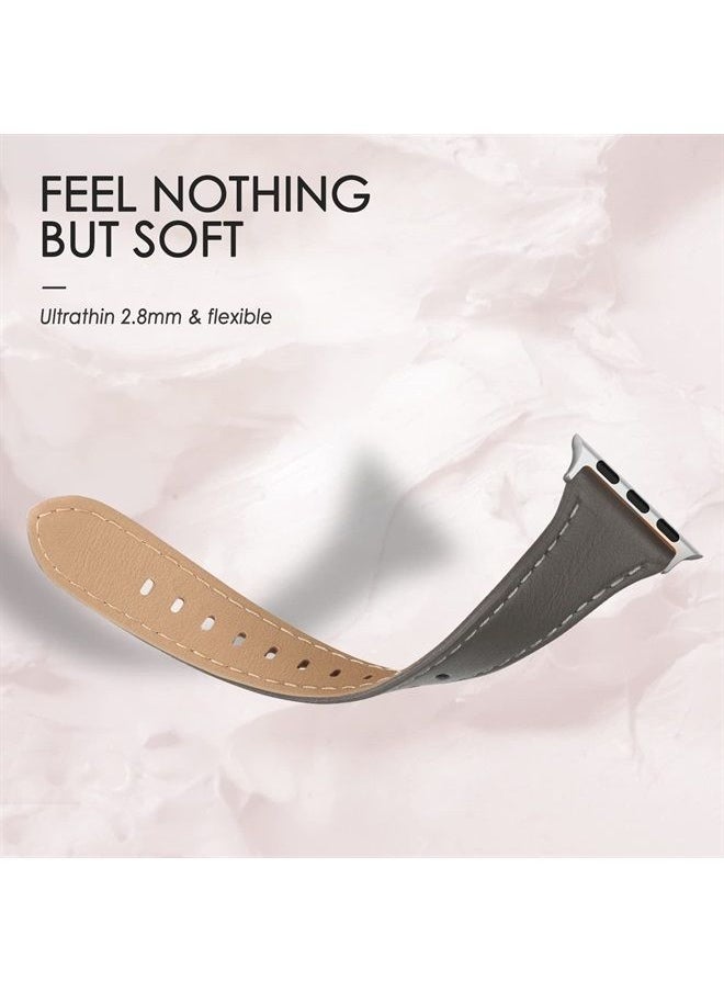 SWEES - Leather Band Compatible for Apple Watch 38mm 40mm 41mm, Slim Thin Dressy Elegant Genuine Leather Strap Compatible for iWatch Series 8, 7, 6, 5, 4, 3, 2, 1, SE, Sport & Edition Women - Image 1