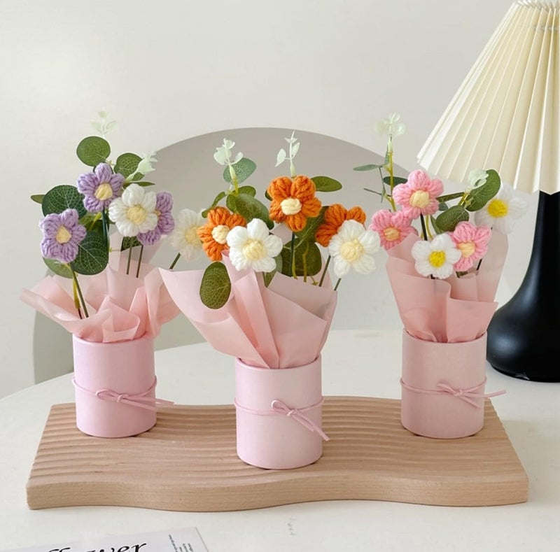 VRB Dec باقة زهور كروشيه صناعية 1 قطعة / باقة زهور صناعية / باقة زهور كروشيه / زهور كروشيه / هدية باقة زهور للفتيات لتزيين المنزل، الهدايا، إلخ. (باقة أقحوان صفراء) - Image 5