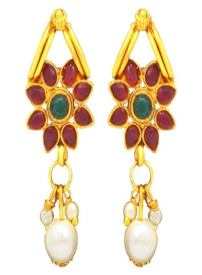 Peora Traditional Flower Shape Kundan Fashion Necklace Earring Set for Women & Girls - Image 5