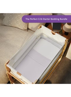 Snuz 3 Pieces Crib Bedding Set 100% Soft Jersey Cotton, Contents - X1 Blanket, X2 Crib Sheets, Infant And Baby, Color - White, Fitted Sheet Size:44 X 80Cm (Max.), Blanket Size: 75 X 75Cm  - Image 5