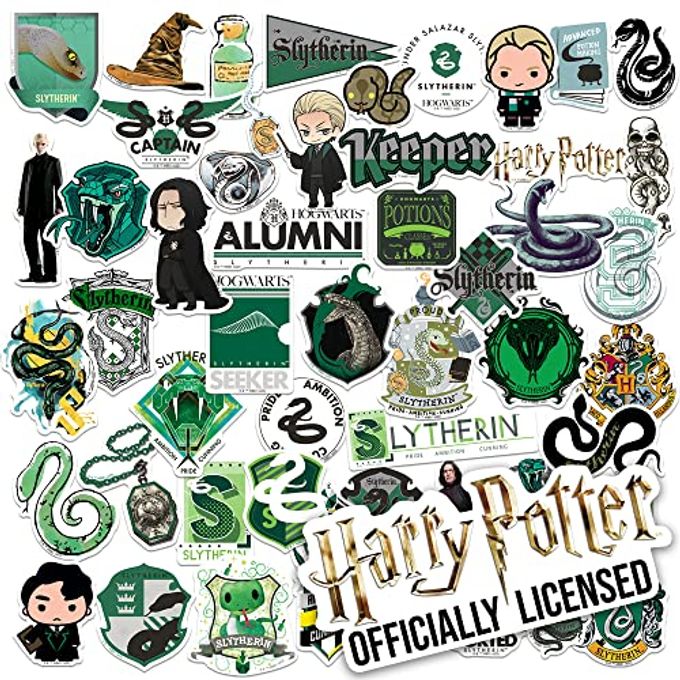 Harry Potter Slytherin Theme Sticker Pack Die Cut Vinyl Large Deluxe Stickers Variety Pack Laptop, Water Bottle, Scrapbooking, Tablet, Skateboard, Indoor/Outdoor Set of 50 - Image 1