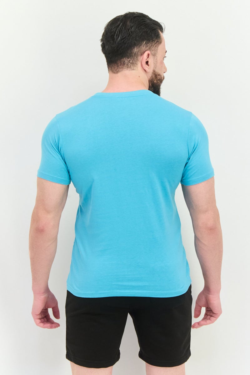 LOTTO Men Sportswear Fit Short Sleeve Outdoor T-Shirt, Turquoise - Image 3