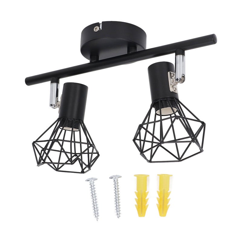Adjustable Track Light: 360° Rotation, 90° Tilt, Dimmable Compatibility, Hollow Curved Cage Shade - Vintage Industrial Ceiling Spot Light for Home Kitchen, Farmhouse, Cabinet Lighting - Image 1