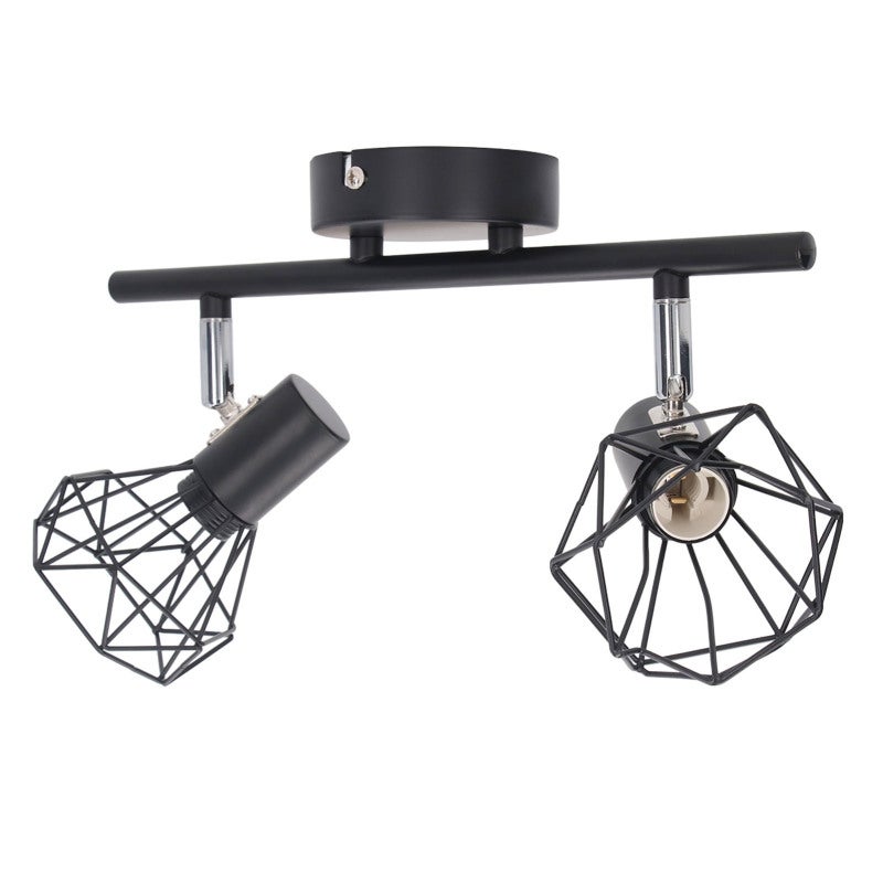 Adjustable Track Light: 360° Rotation, 90° Tilt, Dimmable Compatibility, Hollow Curved Cage Shade - Vintage Industrial Ceiling Spot Light for Home Kitchen, Farmhouse, Cabinet Lighting - Image 2