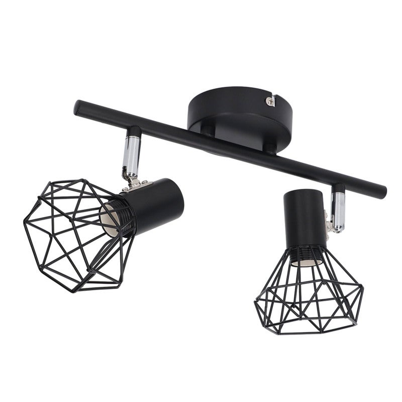Adjustable Track Light: 360° Rotation, 90° Tilt, Dimmable Compatibility, Hollow Curved Cage Shade - Vintage Industrial Ceiling Spot Light for Home Kitchen, Farmhouse, Cabinet Lighting - Image 5