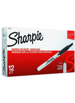 Sharpie 32701 Retractable Permanent Markers, Fine Point, Black, 12 Count Box - 1 Pack - Total Marker Count 12 Markers  - Image 1