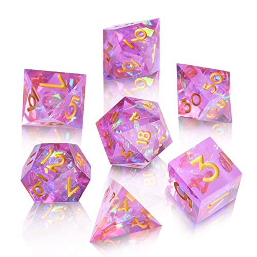 YEMEKO Sharp Edge DND Dice Set Handmade 7 Accessories Dice for Dungeons and Dragons TTRPG Games MultiSided RPG Polyhedral Resin Sharp Edge Dice Roleplaying Games - Image 5