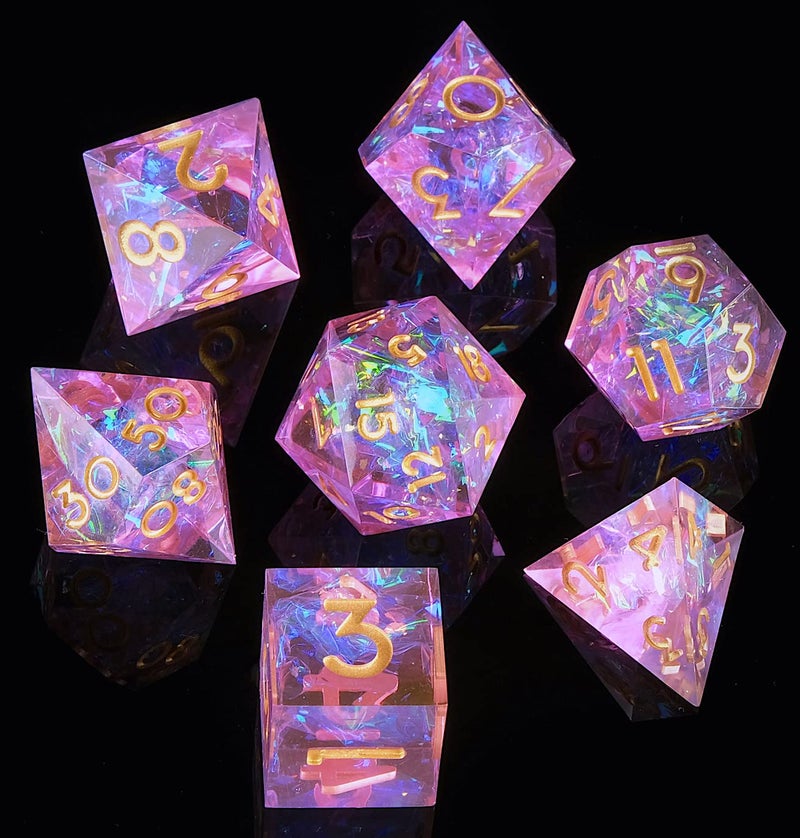 YEMEKO Sharp Edge DND Dice Set Handmade 7 Accessories Dice for Dungeons and Dragons TTRPG Games MultiSided RPG Polyhedral Resin Sharp Edge Dice Roleplaying Games - Image 3