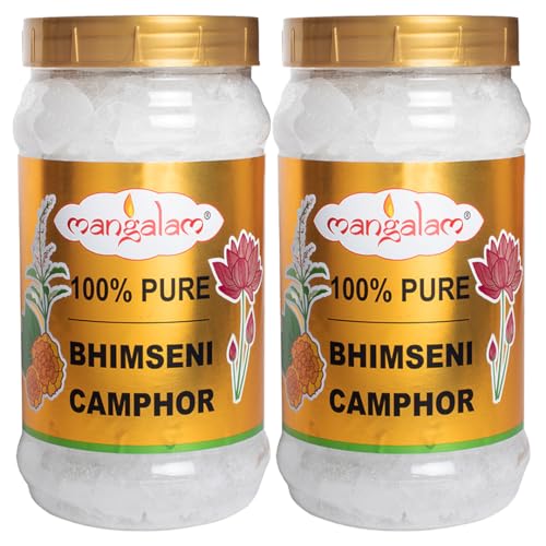 MANGALAM Bhimseni (Original) Camphor 500g Jar - Pack Of 2 | 100% Pure | For Puja, Aromatherapy & Air Freshener | Sweet Fragrance - Image 1