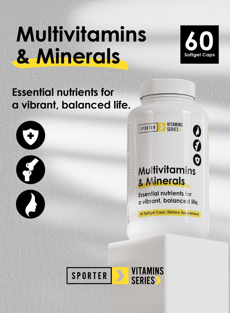 SPORTER Sporter Multivitamins & Minerals – 60 Softgel Capsules | Daily Wellness Support | Essential Vitamins A, C, D, E + Iron, Zinc & Biotin | Boosts Energy, Immunity & Skin Health  - Image 2