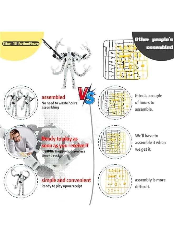 Assembly Completed T13 Action Figure 3D Printed Multi-Jointed Movable T 13 Lucky 13 Dummy 13 Nova 13 Robot 13 Action Figure Desktop Decorations for Game Lovers (Night Light, 5.5 Inch) - Image 3