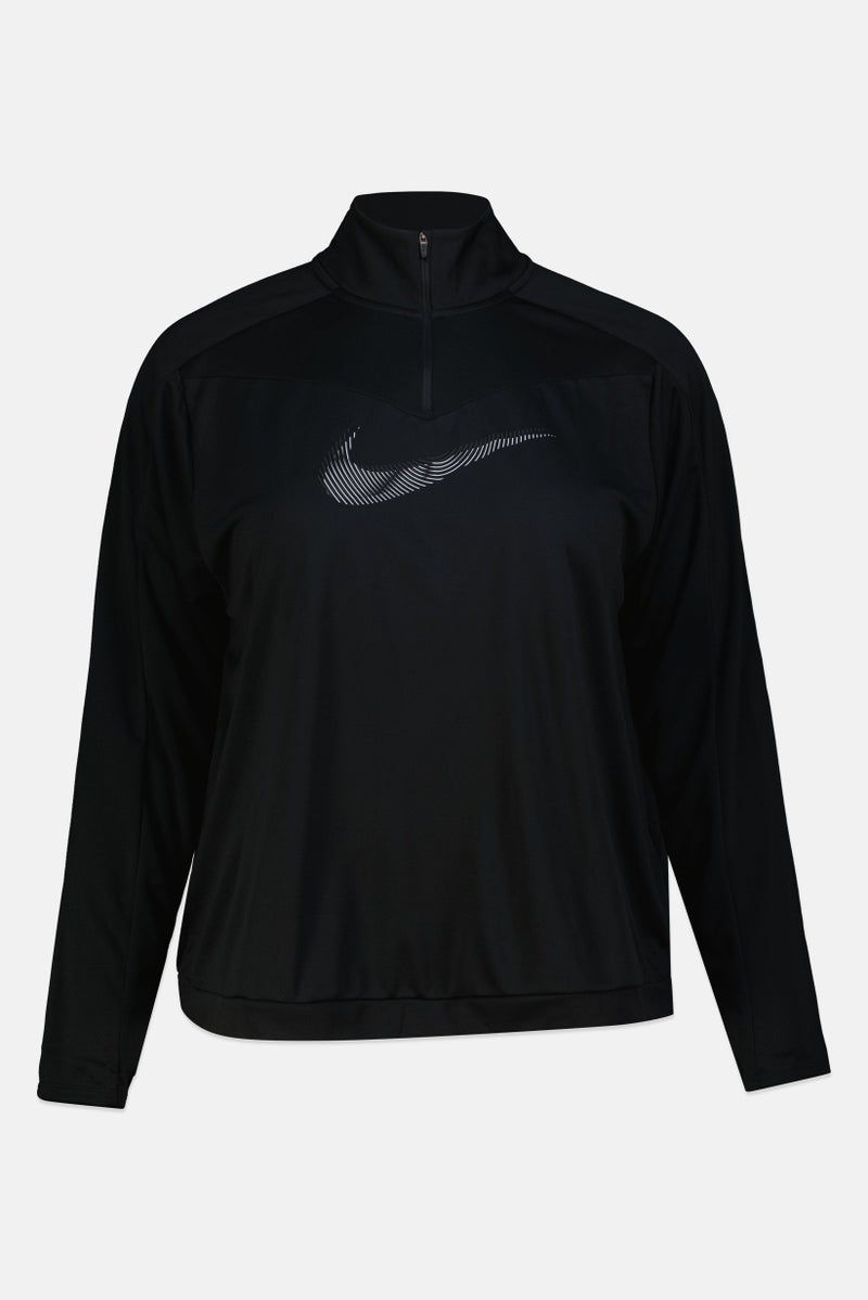Nike جاكيت تدريب بأكمام طويلة للنساء بحجم زائد، أسود - Image 2