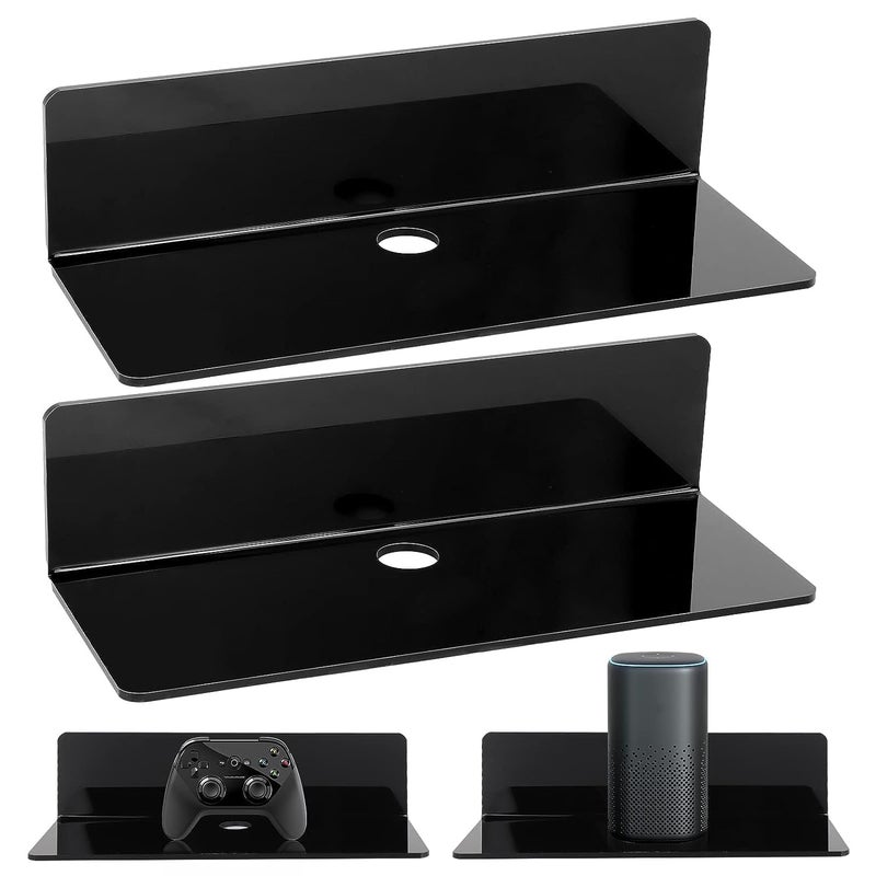waqif 4 Pieces Wall Shelves Wall Hanging Decor Clock Speaker Organizer Acrylic Adhesive Shelf for Living Room Bedroom Floating Wall Shelves Wall Space Extension for Display and Storage - Image 1