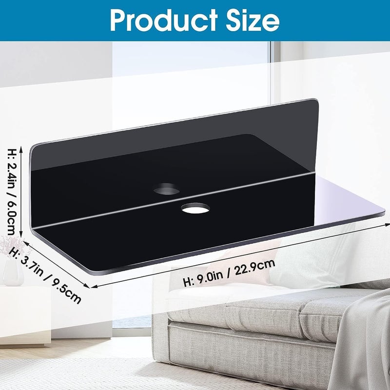waqif 4 Pieces Wall Shelves Wall Hanging Decor Clock Speaker Organizer Acrylic Adhesive Shelf for Living Room Bedroom Floating Wall Shelves Wall Space Extension for Display and Storage - Image 3