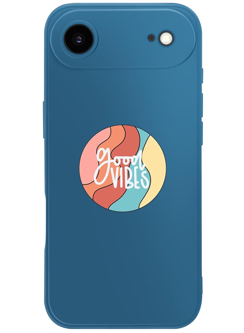 Theodor Protective Slim Fit Case Liquid Silicone Cover with Full Body Protection Anti-Scratch Shockproof Case For Apple iPhone 17 Air (Blue) Good vibes (2) - Image 1