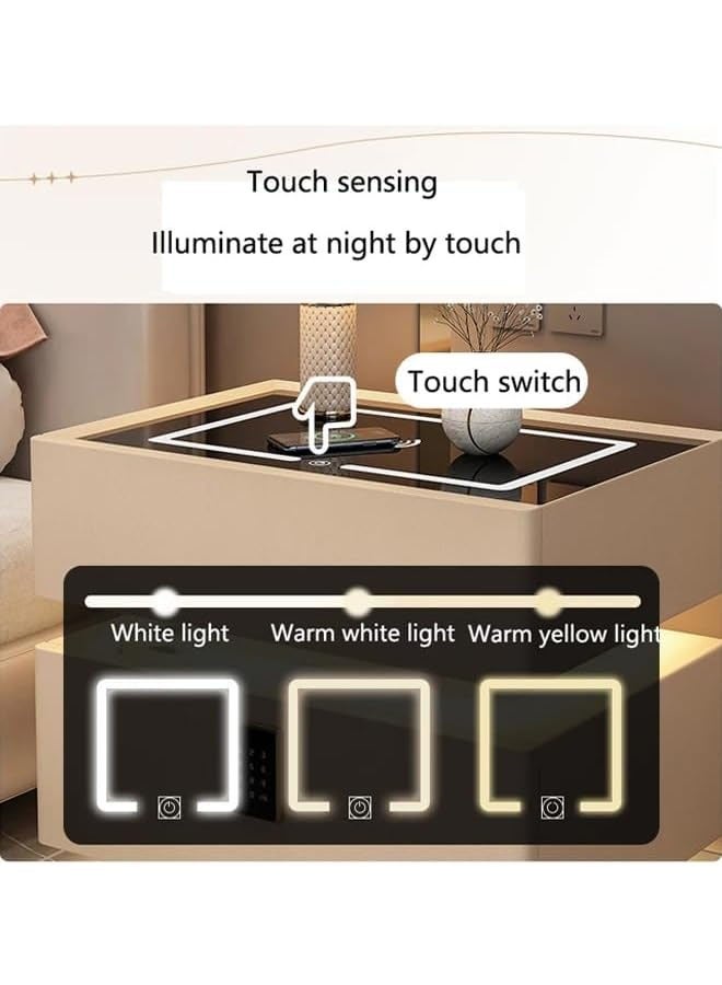 إن كي أكس طاولة جانبية بجانب السرير مع مرآة LED وإضاءة مستشعر وشحن لاسلكي ومكبر صوت BT مقاس 40 سم - Image 5