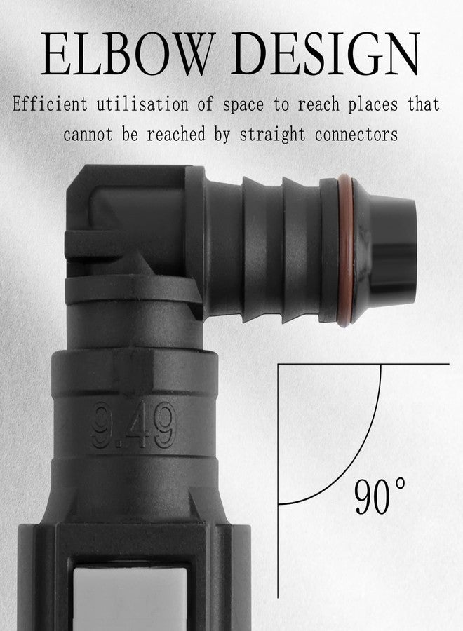 CXCCOI 2PCS Fuel Line Connector with Seal Ring,OD9.49-ID8 Elbow Fuel Line Quick Connect for Quick Connect/Disconnect of Oil Pump Adapters,Universal Quick Connect Fuel Line Fittings - Image 4