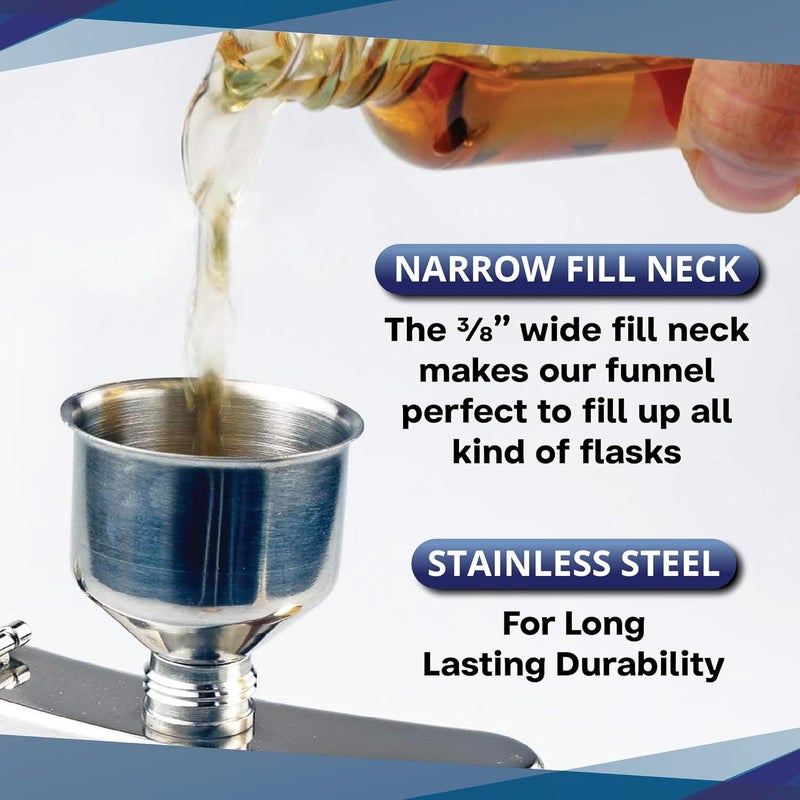 SE Stainless Steel Funnel for Flasks - Compact Metal Funnel for Liquor, Oil, Juice, and Milk with Screw-On Cap - Image 4
