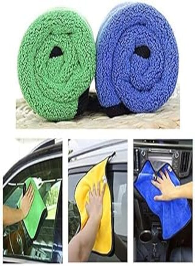 Microfiber Car Cleaning Drying Towels, Double Sided Cleaning and Polishing Towels, Super Thick Super Absorbent for Car, Window, Screen, Kitchen, 29cm*35cm, Random Color Sending (4)