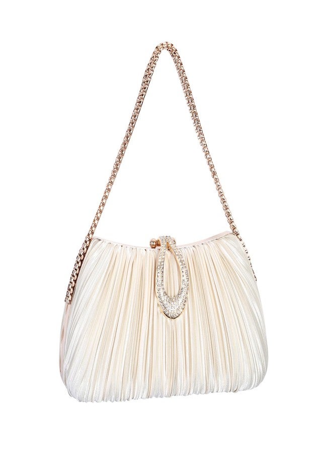 FALETO Clutch Purses for Women Satin Pleated Evening Bag Wedding Clutch Purse with Chain Prom Cocktail Party Handbag - Image 4
