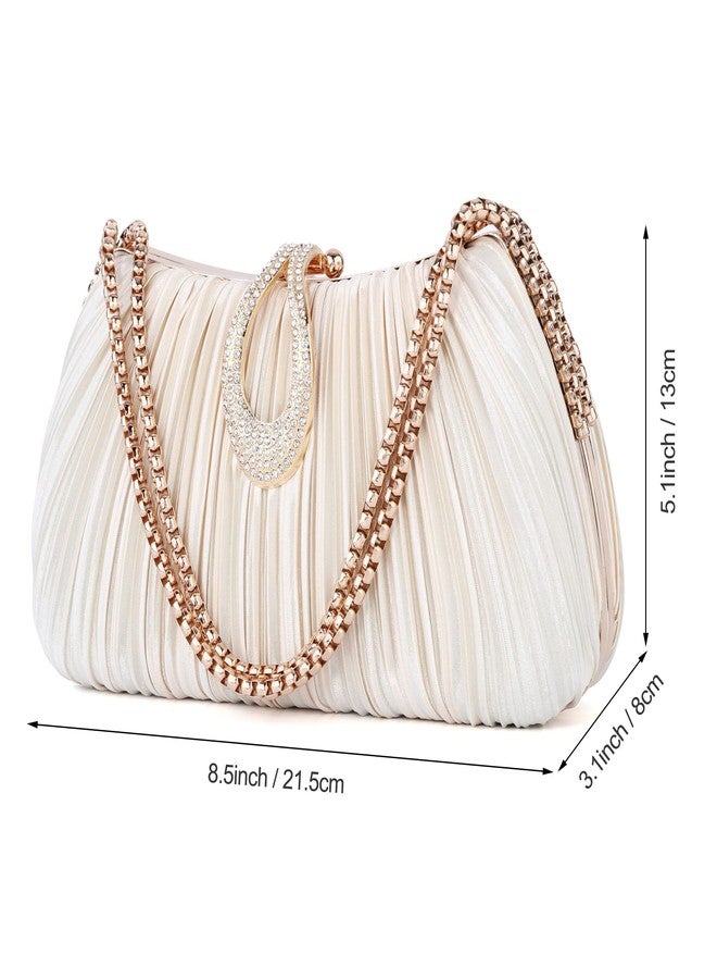 FALETO Clutch Purses for Women Satin Pleated Evening Bag Wedding Clutch Purse with Chain Prom Cocktail Party Handbag - Image 5