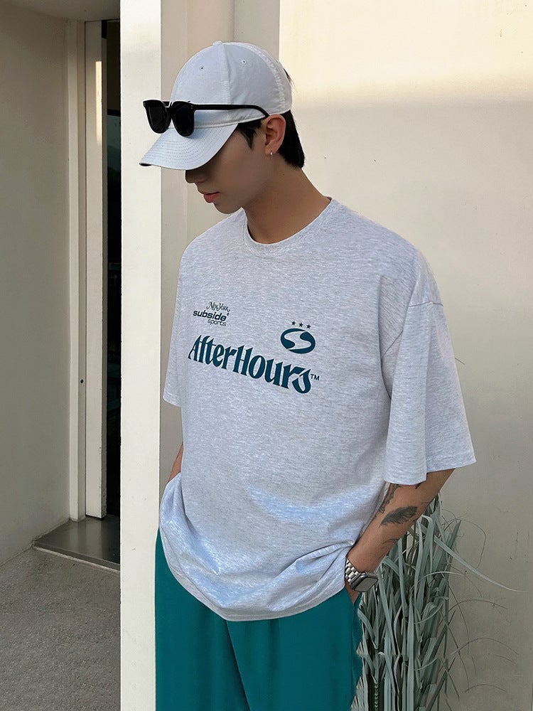 Myq Vintage Pure Cotton Short-Sleeved T-Shirt Men'S Summer Loose Letter Print Short T Korean Style Trendy Half-Sleeved Top - Image 5