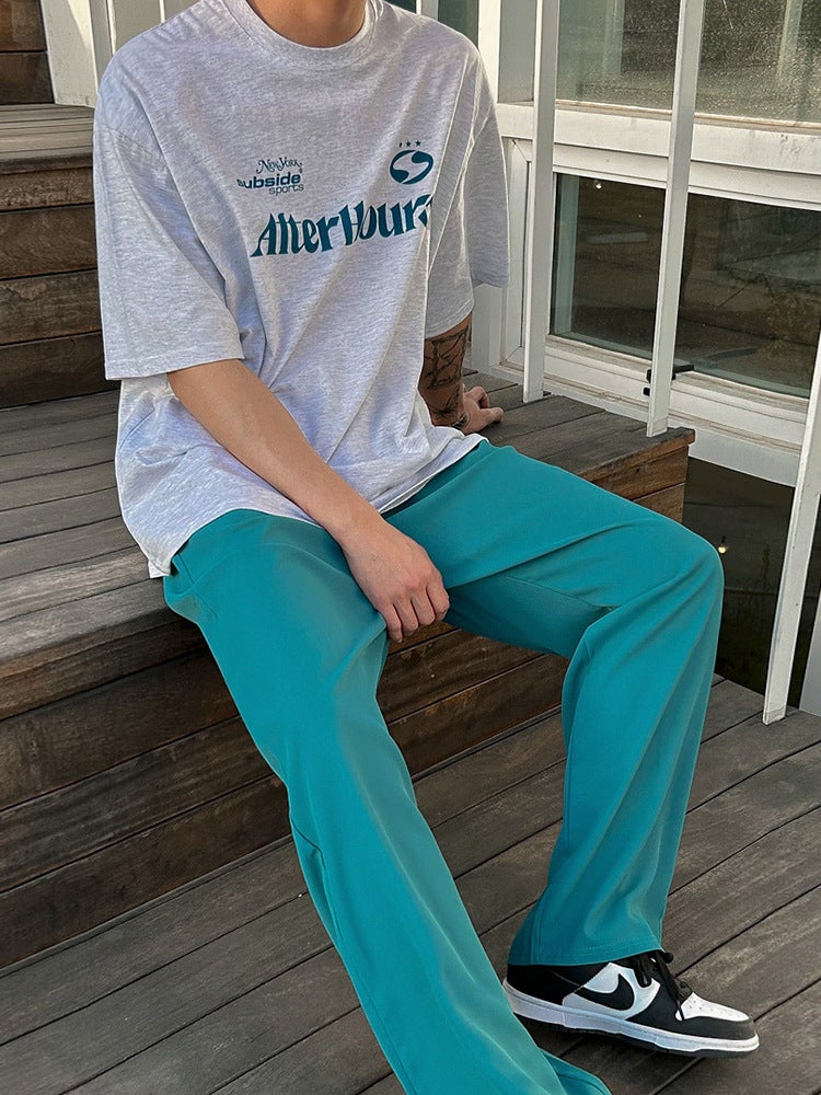 Myq Vintage Pure Cotton Short-Sleeved T-Shirt Men'S Summer Loose Letter Print Short T Korean Style Trendy Half-Sleeved Top - Image 3