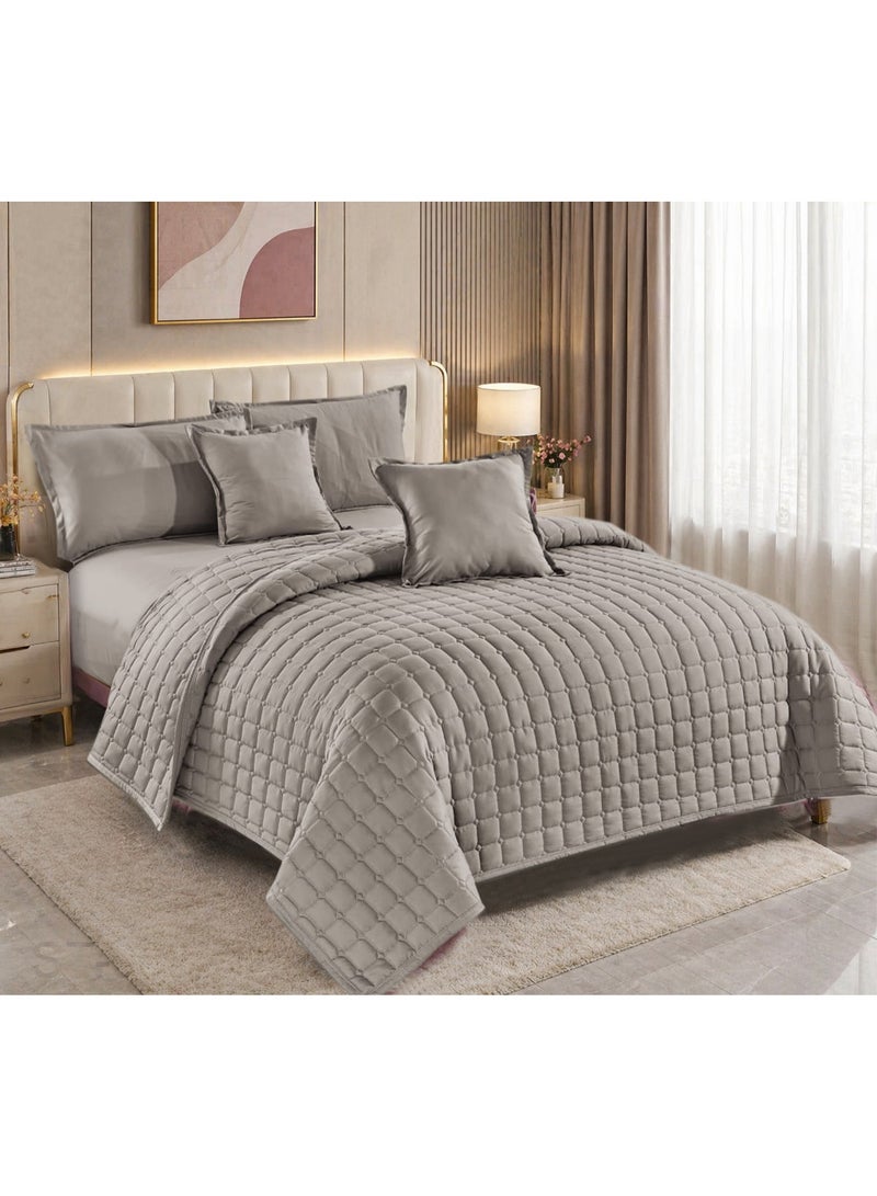 مون مفرش سرير نفرين صيفي مضغوط | 6 قطع | لحاف مبطن فاخر 230×250 سم | شرشف مغاط 200×200+35 سم - Image 3