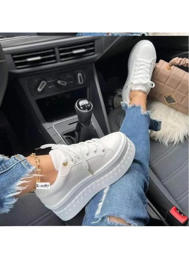 Large Size Export Shoes Women's Thick-soled Lace-up Casual Flats Sneakers Women's Shoes Korean Style Trendy Couple Shoes