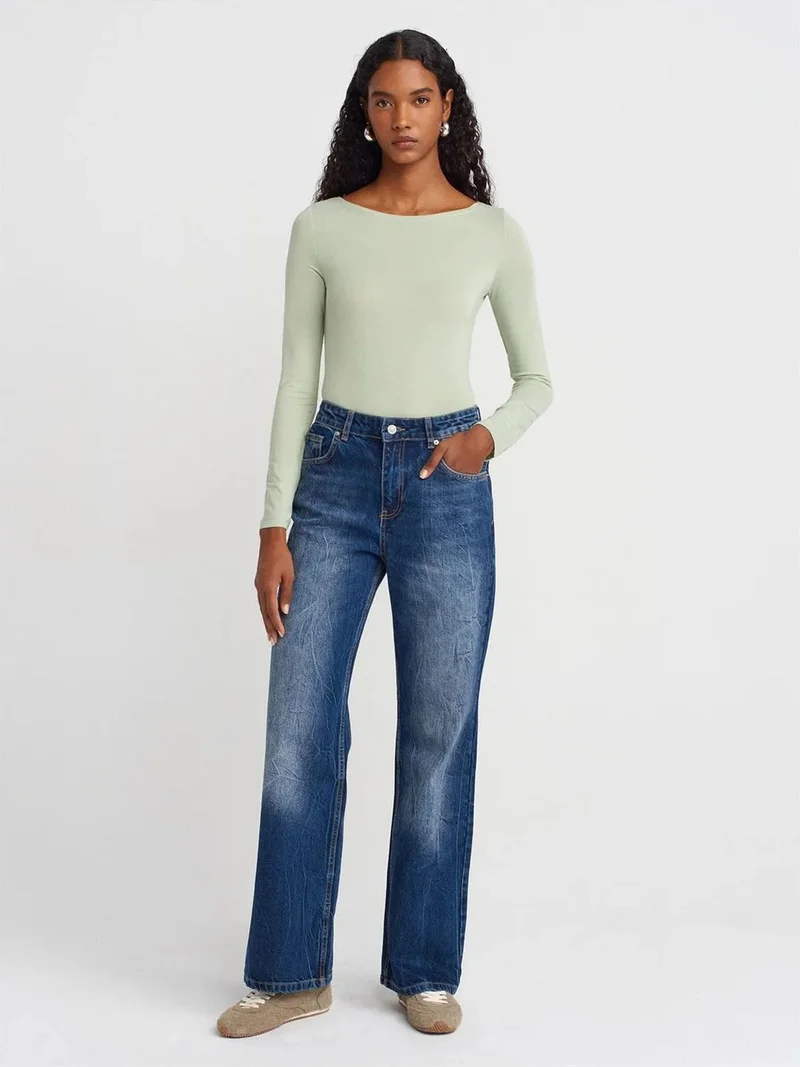 ديلفين Dilvin Women's High-Waist Straight Leg Jeans