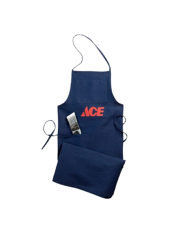 ACE Heavy Duty Single Pocket Breathable Cotton Shop Apron Blue 27.5 x 37.5 Inch 21020
