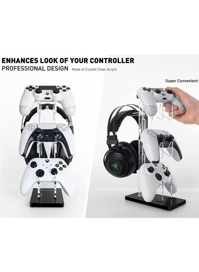Game Controller Stand Headphone Holder, 3-Layer Acrylic Game Controller Holder for PS4/PS5/XBOX ONE/SWITCH, Transparent - Image 3