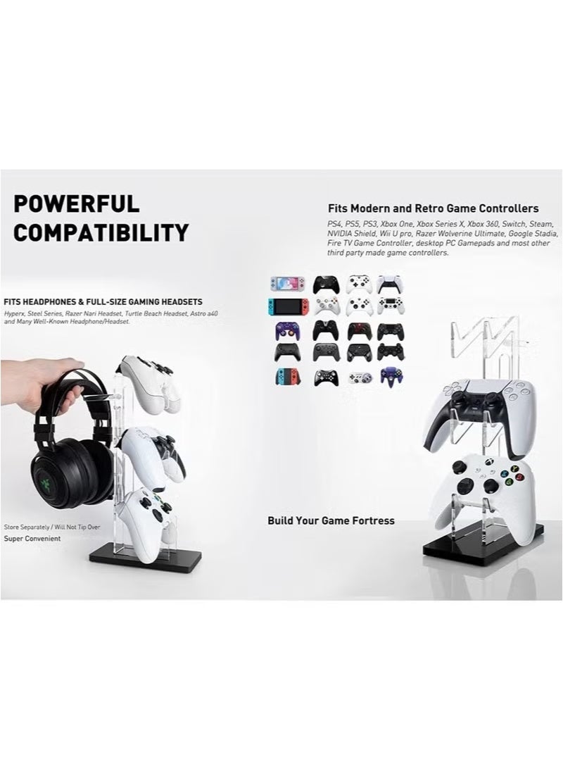 Game Controller Stand Headphone Holder, 3-Layer Acrylic Game Controller Holder for PS4/PS5/XBOX ONE/SWITCH, Transparent - Image 2