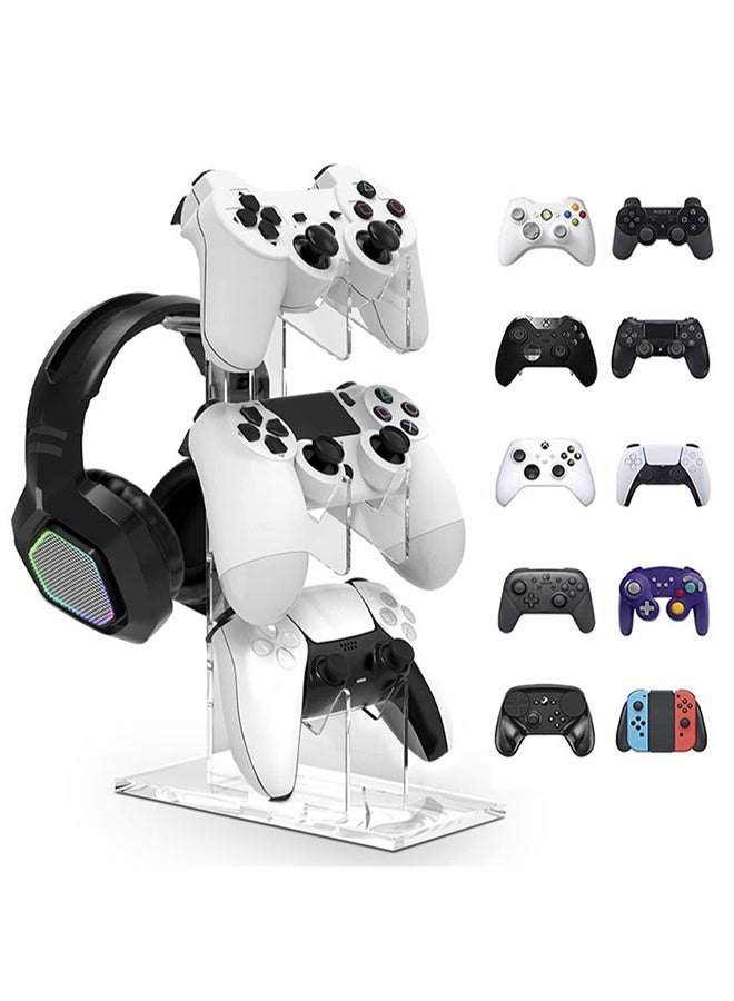 Game Controller Stand Headphone Holder, 3-Layer Acrylic Game Controller Holder for PS4/PS5/XBOX ONE/SWITCH, Transparent - Image 1