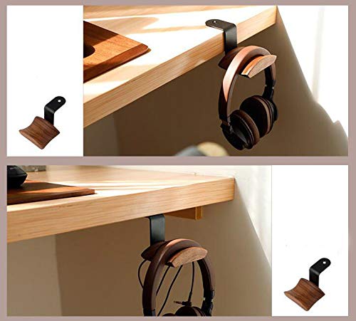 KiaoTime Headphone Hanger Holder - Walnut Wood Headset Stand, Universal Fit (Under-Desk Mount) - Image 2